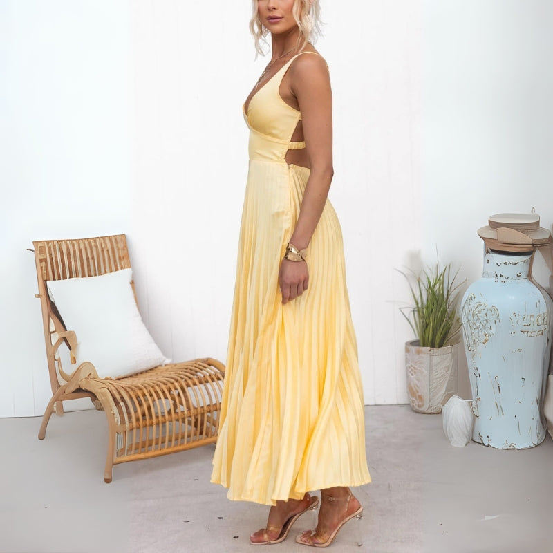 MIRANDA | PLEATED V-NECK DRESS