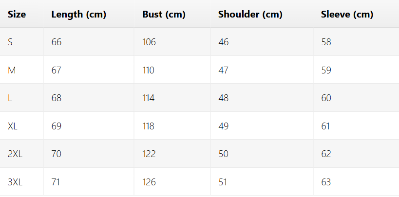 Size chart