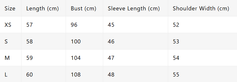 Size chart