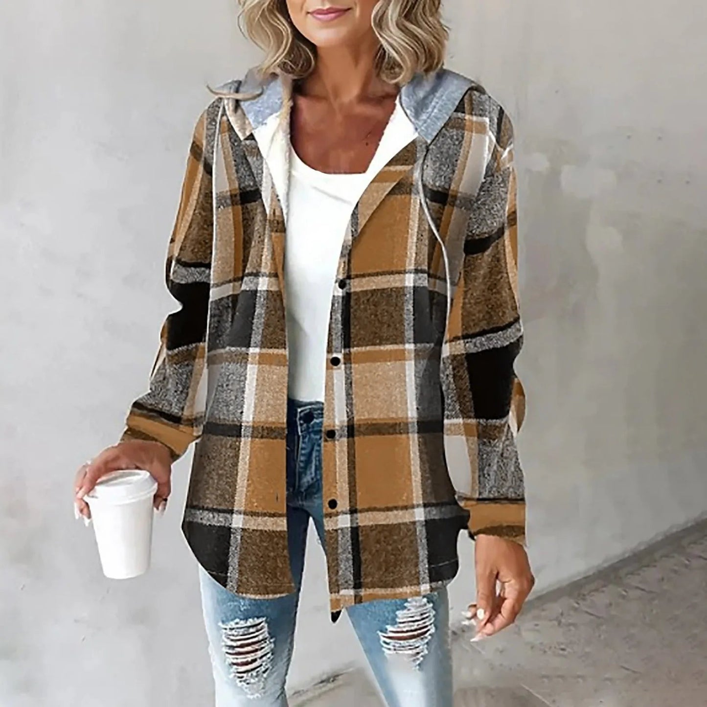 TESS | CHECK HOODED JACKET