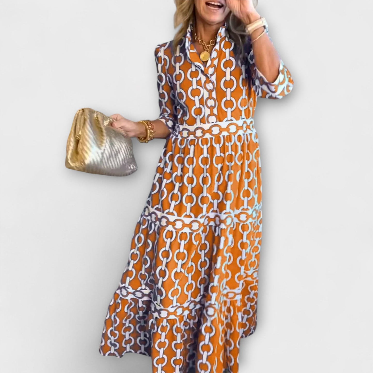 EVELYN | MIDI PATTERN DRESS