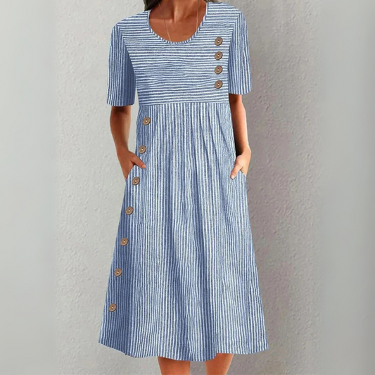 TAHLIA | STRIPED COTTON MIDI DRESS