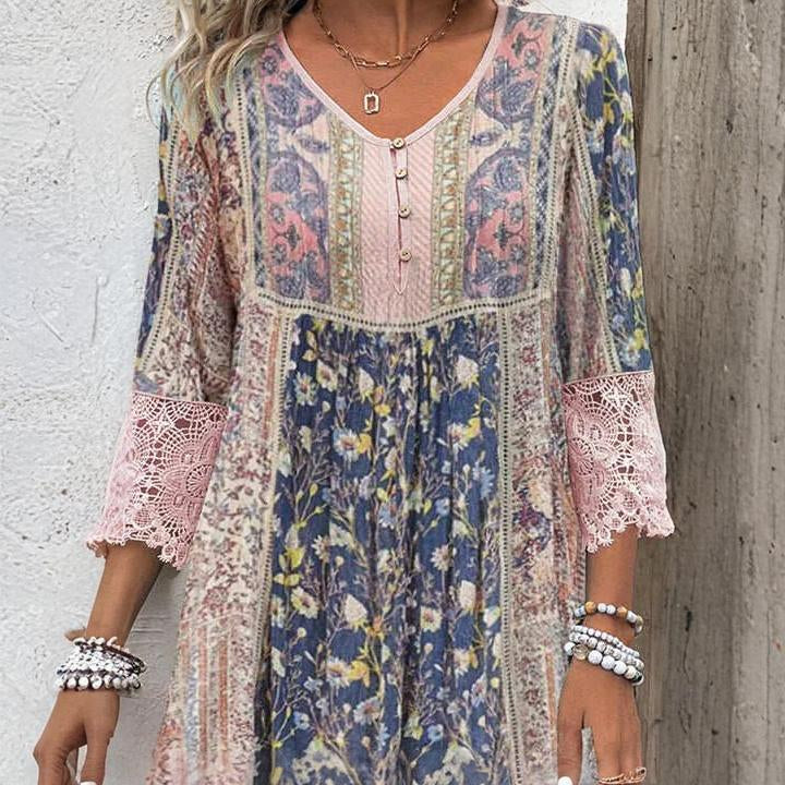 ALYSSA | VINTAGE PRINTED LACE DRESS