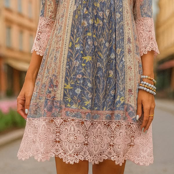 ALYSSA | VINTAGE PRINTED LACE DRESS