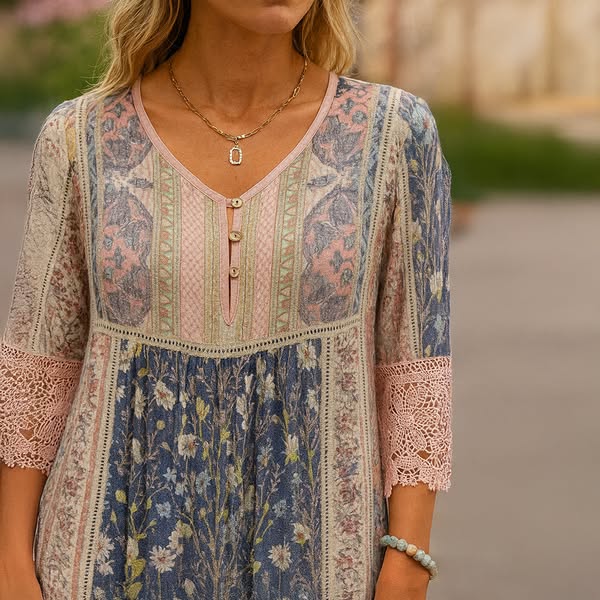 ALYSSA | VINTAGE PRINTED LACE DRESS
