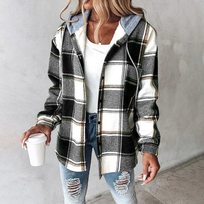 TESS | CHECK HOODED JACKET