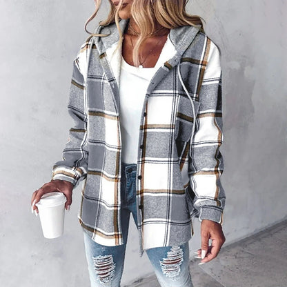TESS | CHECK HOODED JACKET