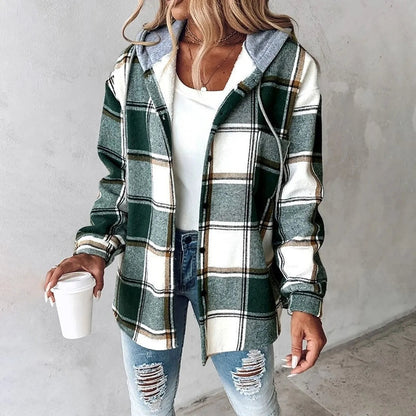 TESS | CHECK HOODED JACKET