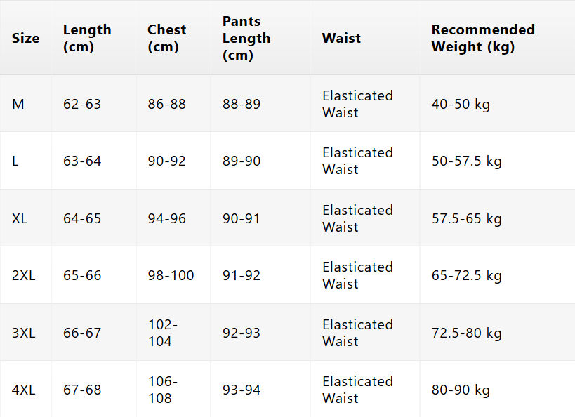 Size chart