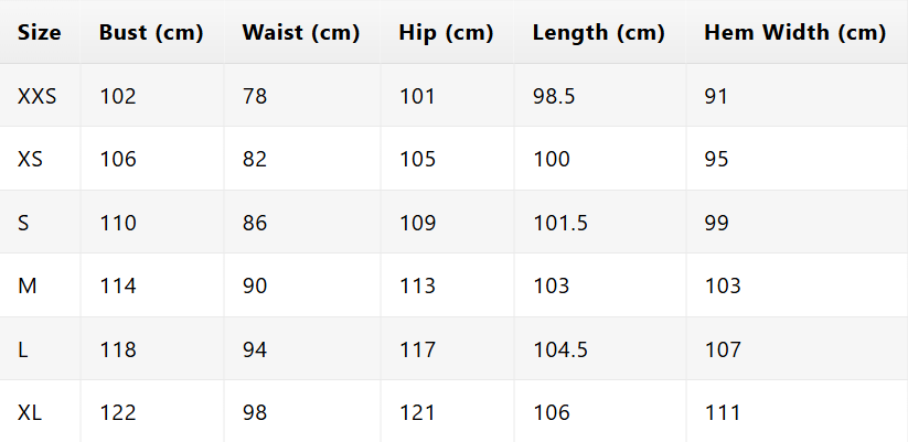 Size chart
