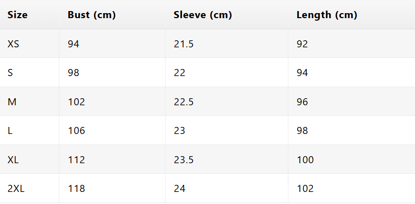 Size chart