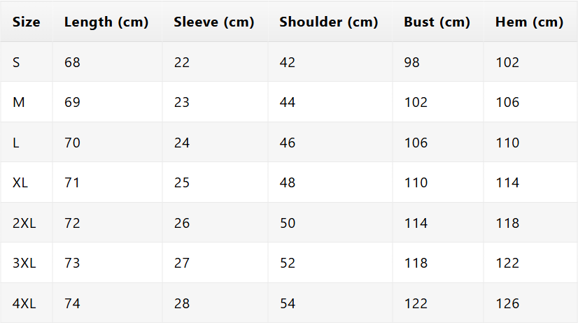 Size chart