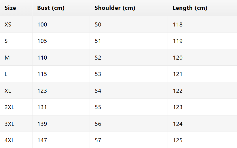 Size chart