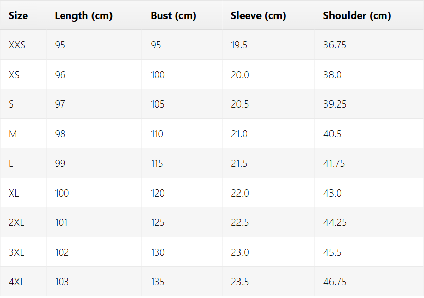 Size chart
