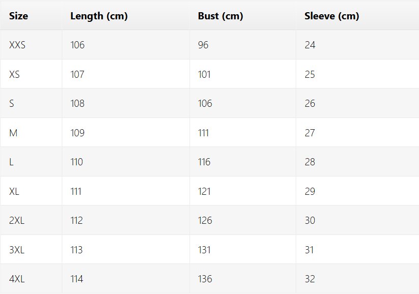 Size chart