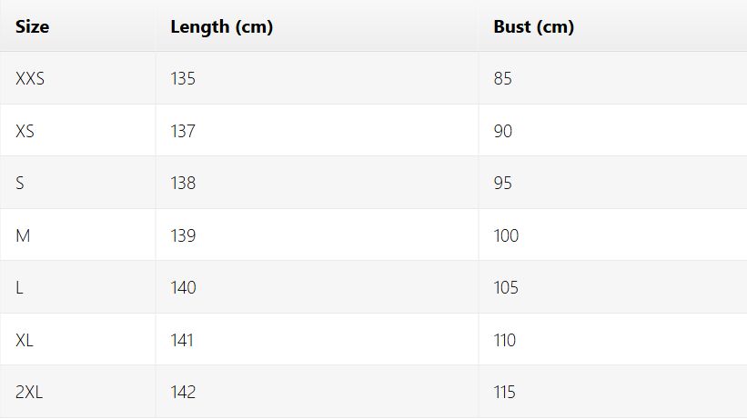 Size chart