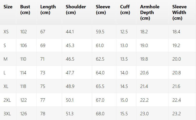 Size chart