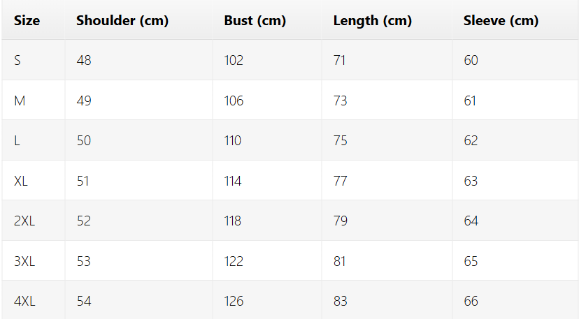 Size chart