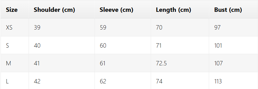 Size chart