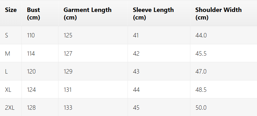 Size chart