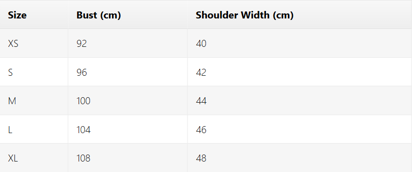 Size chart