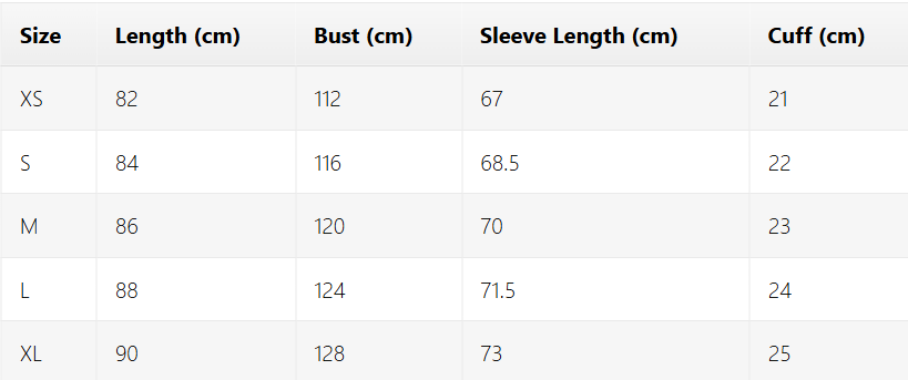 Size chart