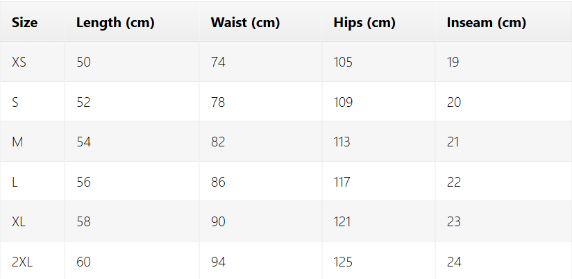 Size chart