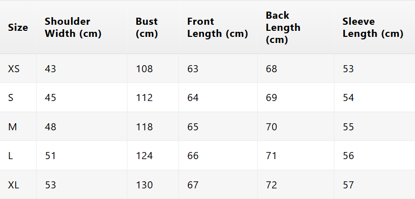 Size chart