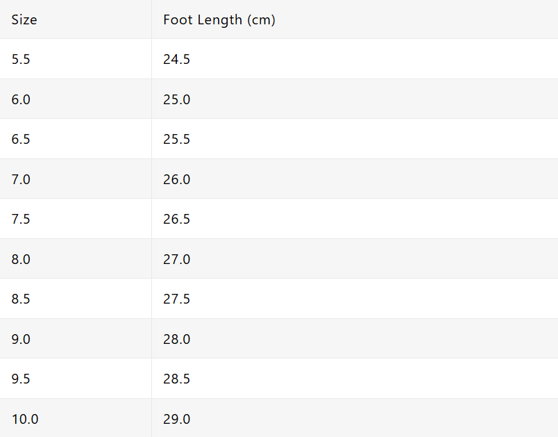 Size chart