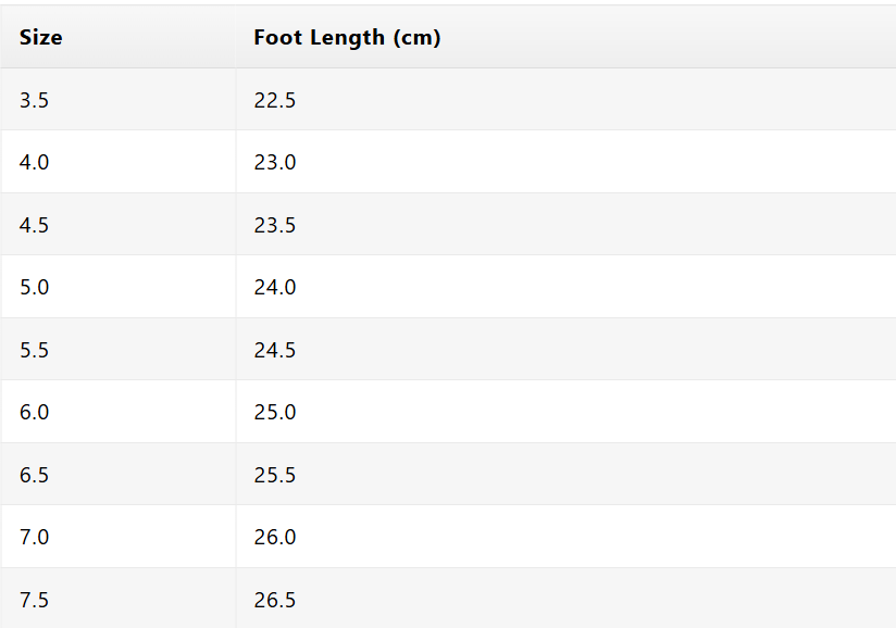 Size chart