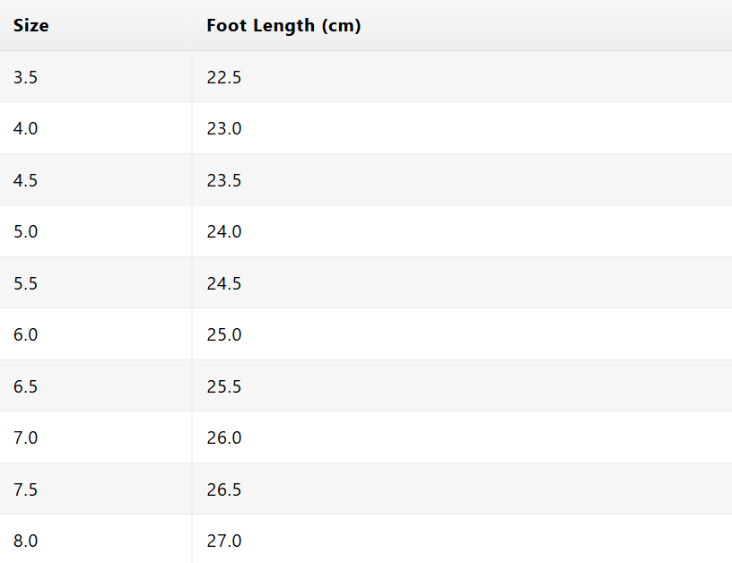 Size chart