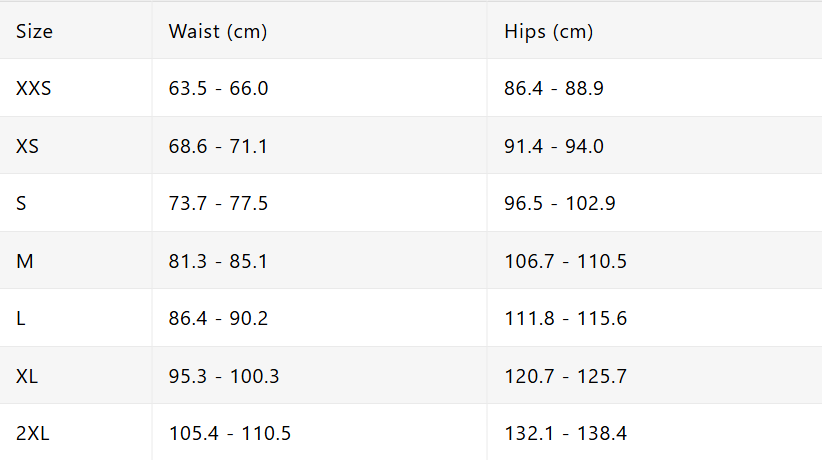 Size chart