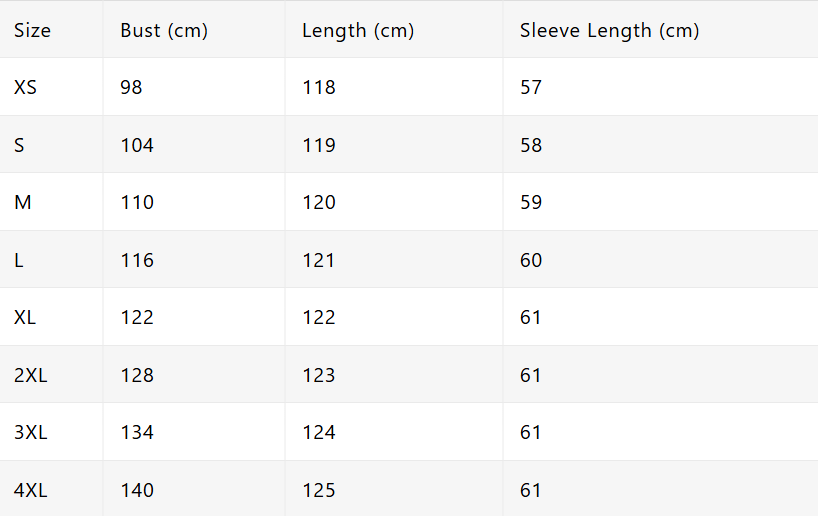 Size chart