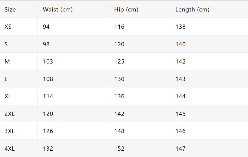 Size chart