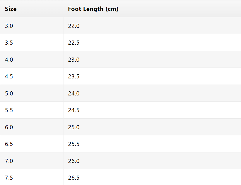 Size chart