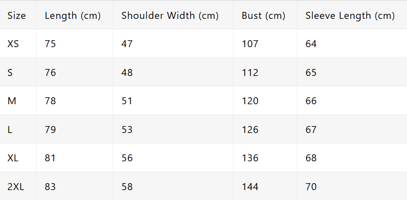 Size chart