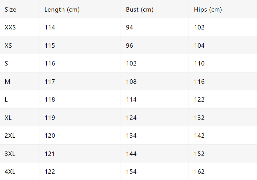 Size chart