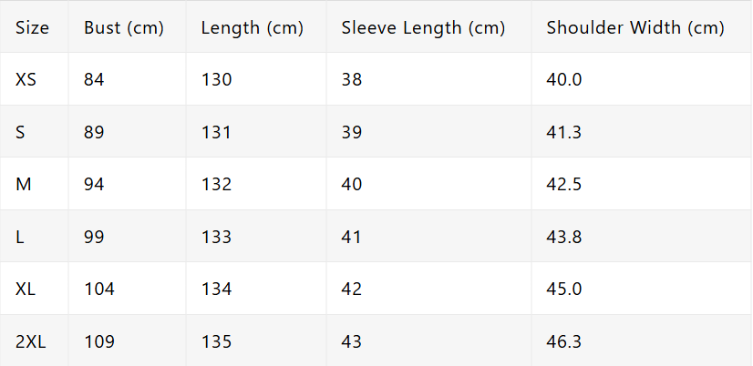 Size chart