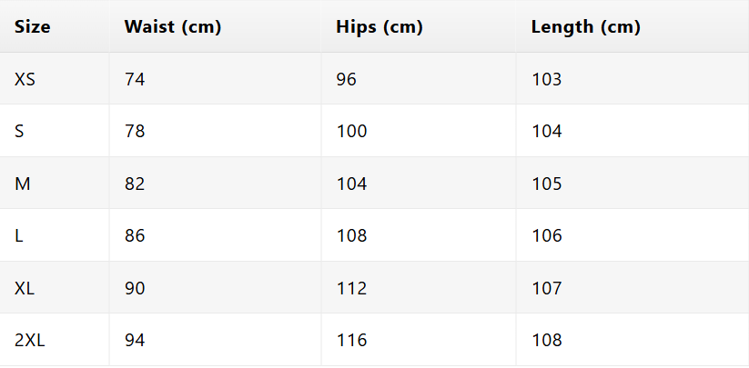 Size chart