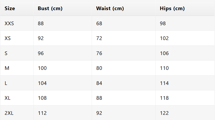 Size chart