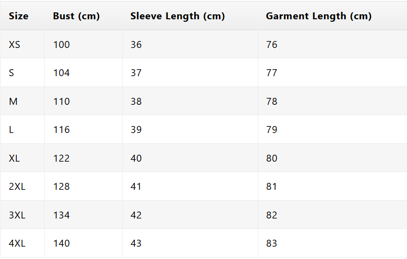 Size chart