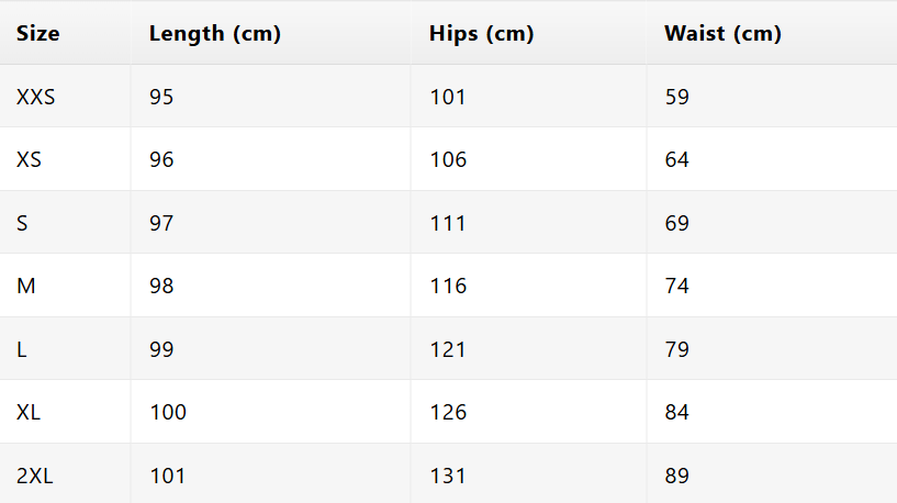 Size chart