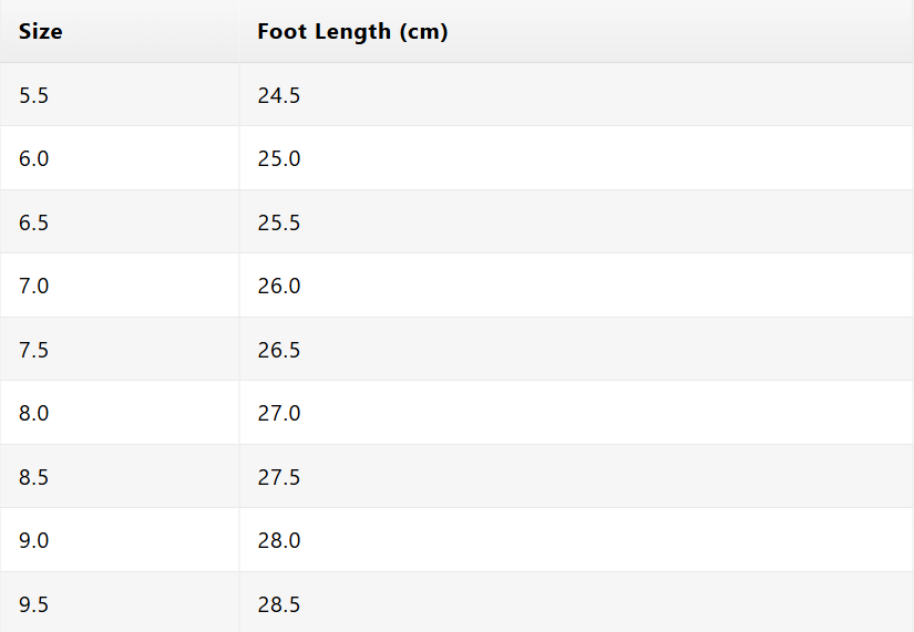 Size chart