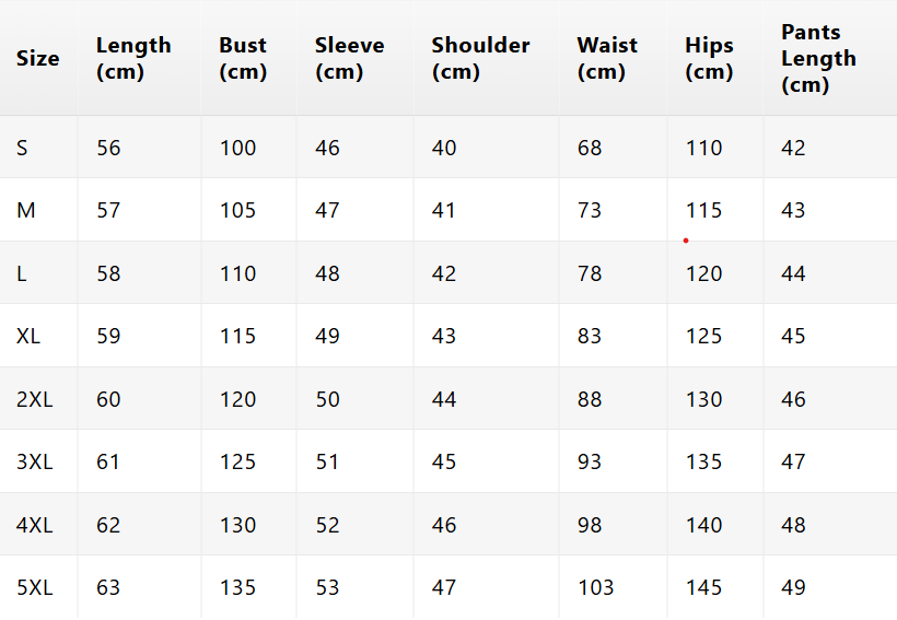 Size chart