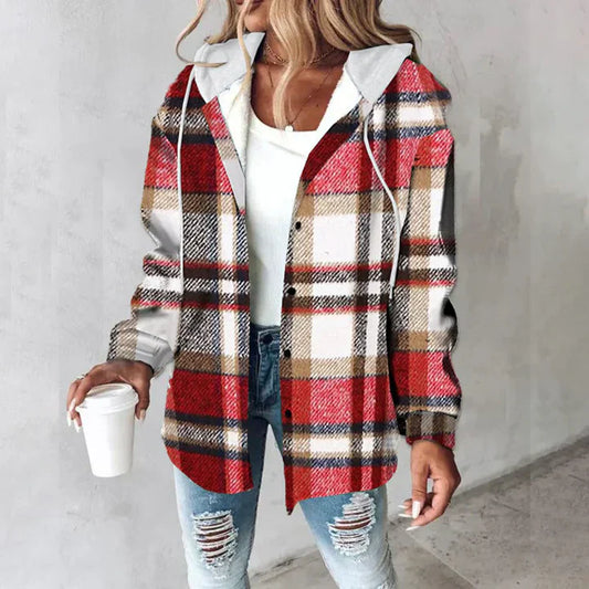 TESS | CHECK HOODED JACKET